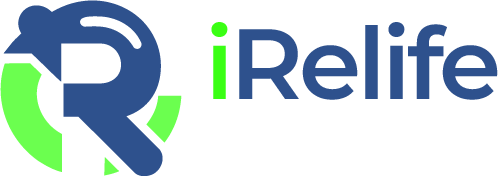 Logo del sito irelife composto da una erre blu sopra una e verde.